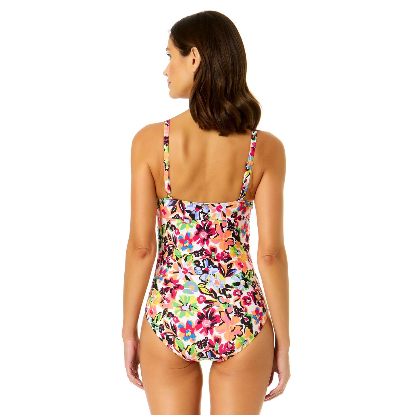 Anne Cole Women's Sun Blossom Retro Twist Front Shirred One Piece Swimsuit