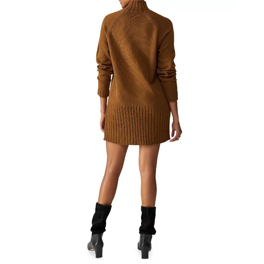 Sanctuary Women's Ribbed Mock-Neck Sweater Tunic Dress Spice, Size Large