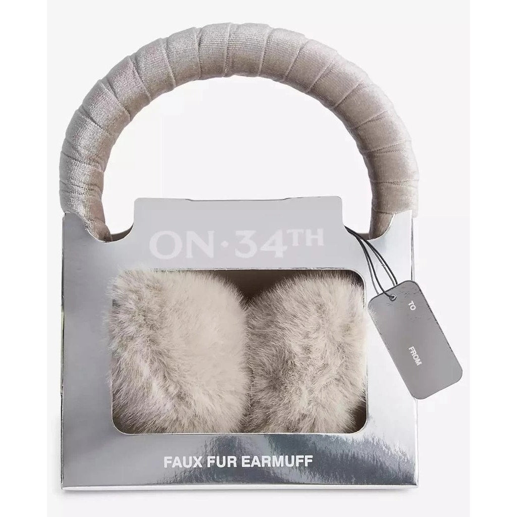 On 34th Women's Faux-Fur Earmuffs Boxed Gift in Silver Gray