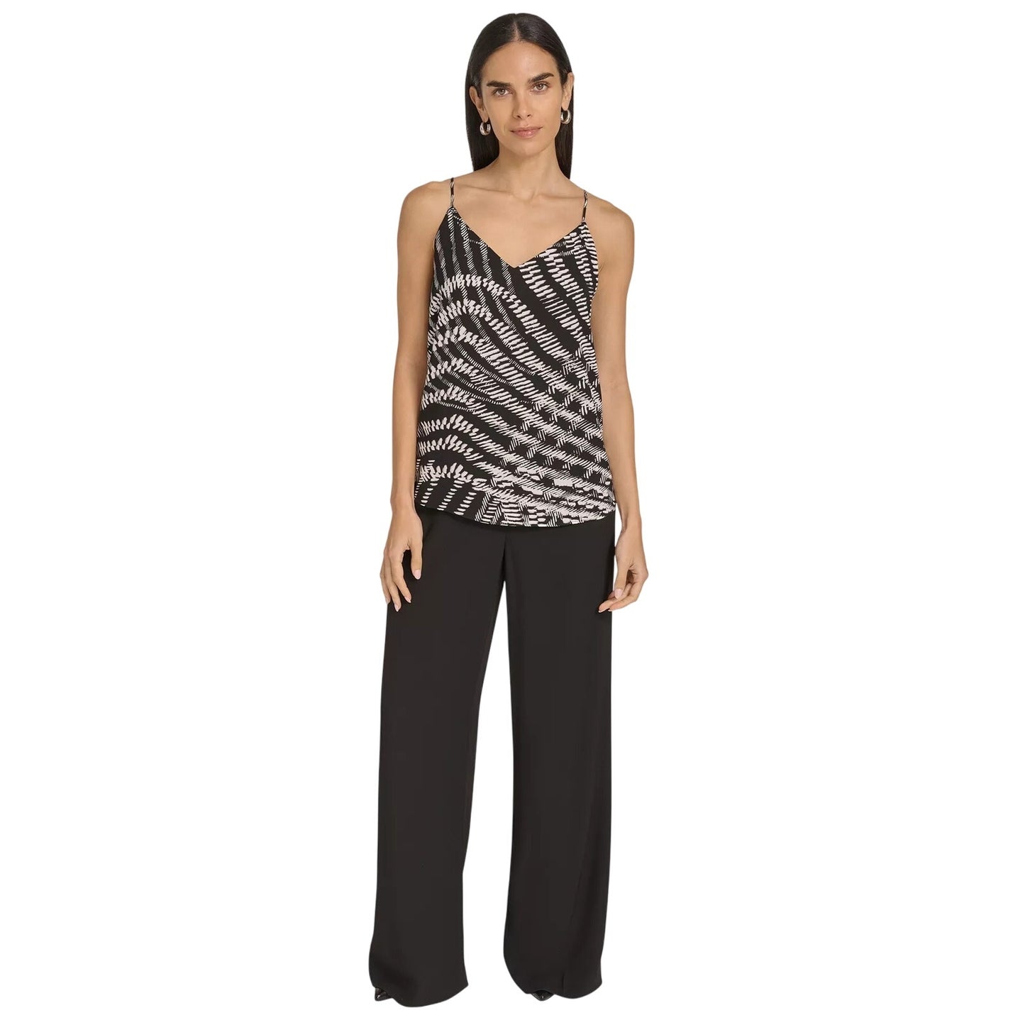 Calvin Klein Women's Printed V-Neck Camisole in Black Cream