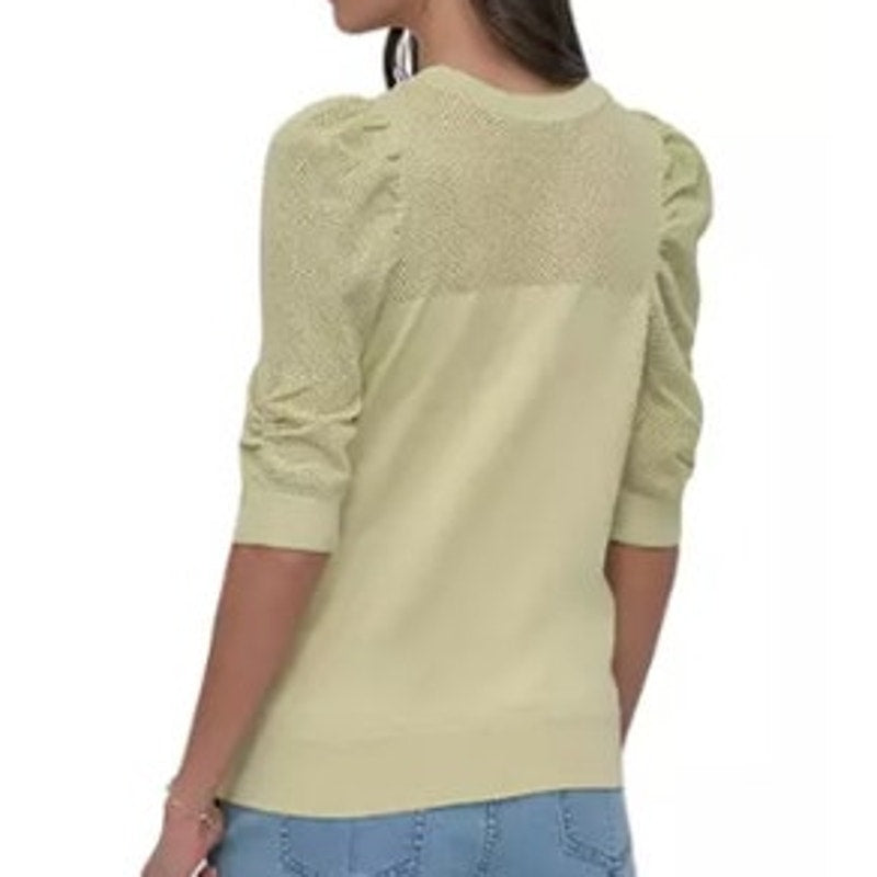 DKNY Women's Puff-Sleeve Sweater in Tea Green