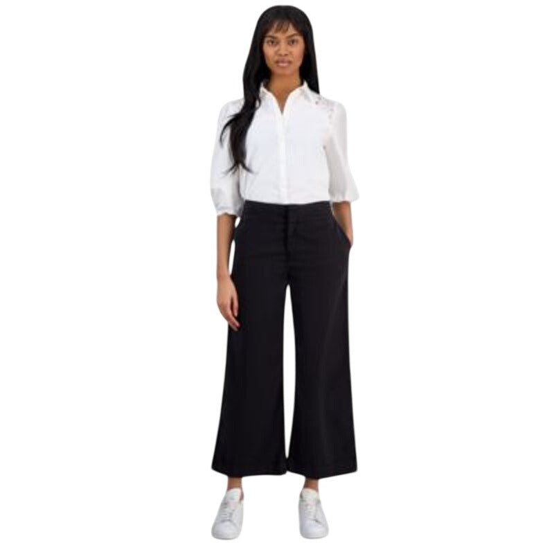HUGO BOSS Orange Women's High-Rise Wide-Leg Pants in Black