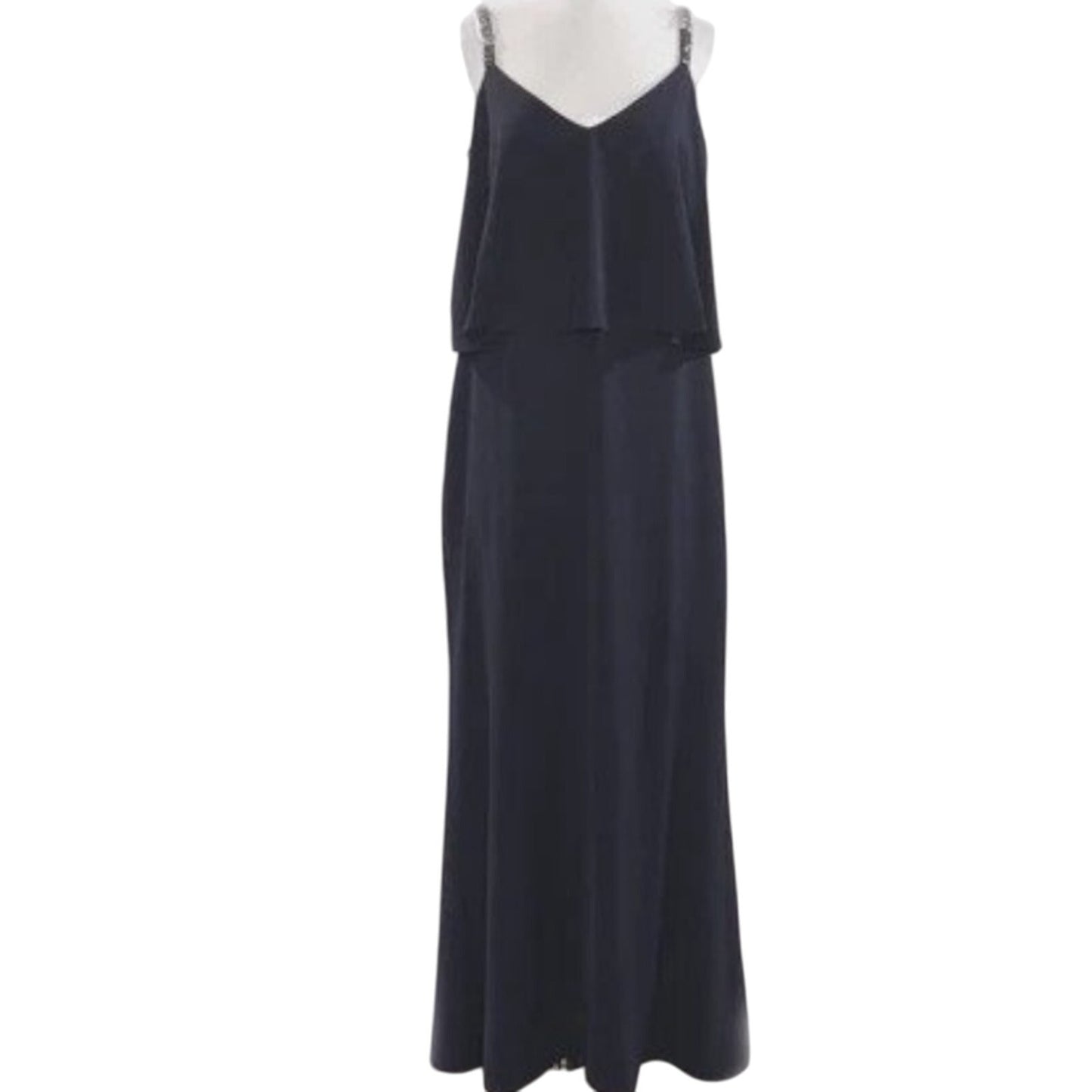 Lauren Ralph Lauren Navy Blue Sheath Gown w/ Beaded Straps, Size 16