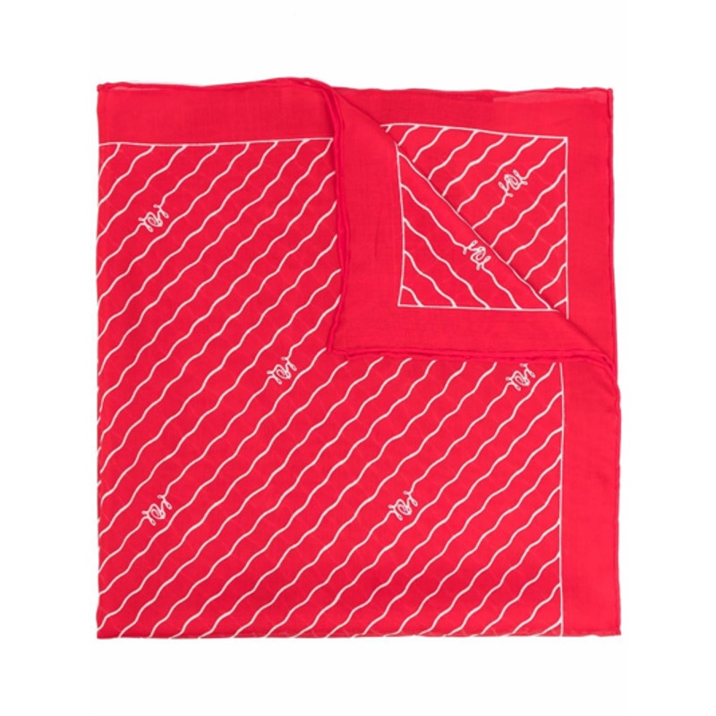 Lauren Ralph Lauren Silk Blend Scarf In Red White Stripe