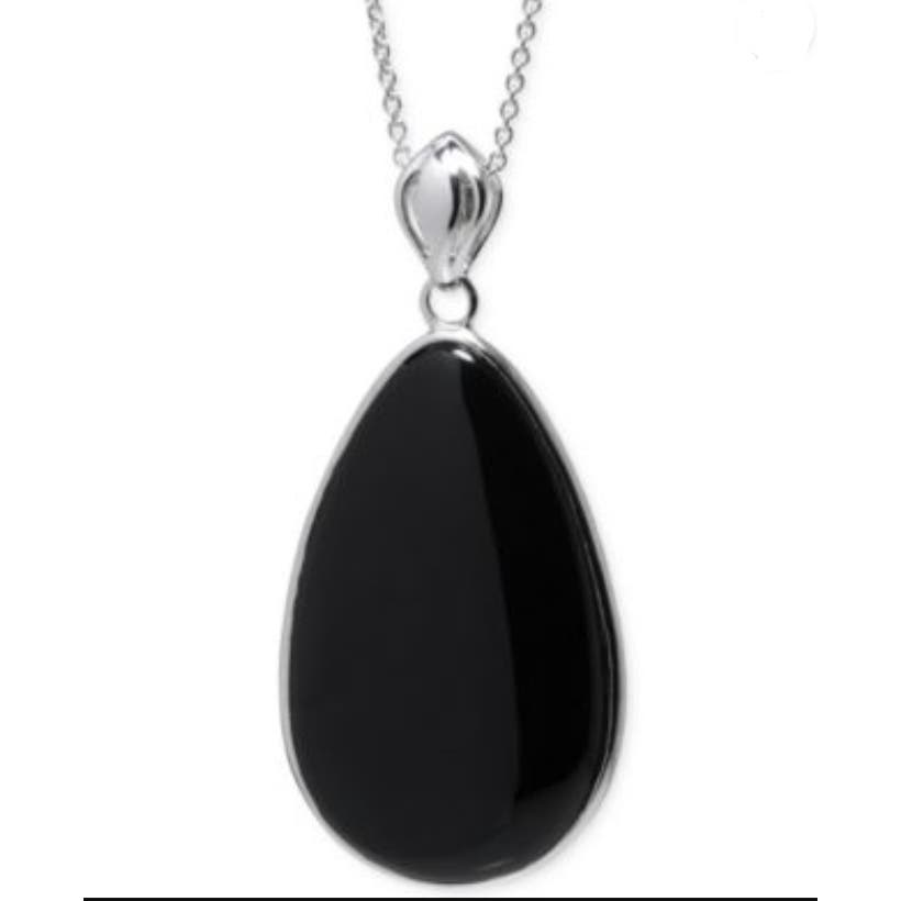 R. H. Macy Sterling Silver & Black Agate Teardrop Necklace