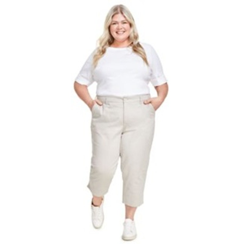 Style & Co. Women's Plus Size Mid-Rise Comfort Waist Capri Pants in Stonewall