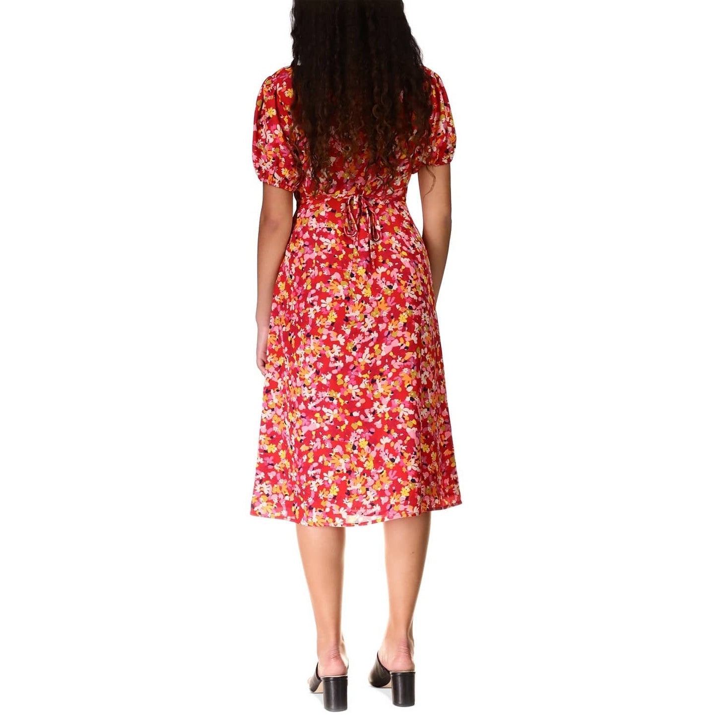 Sanctuary Women’s Red Floral Printed Midi Dress in Red Multi