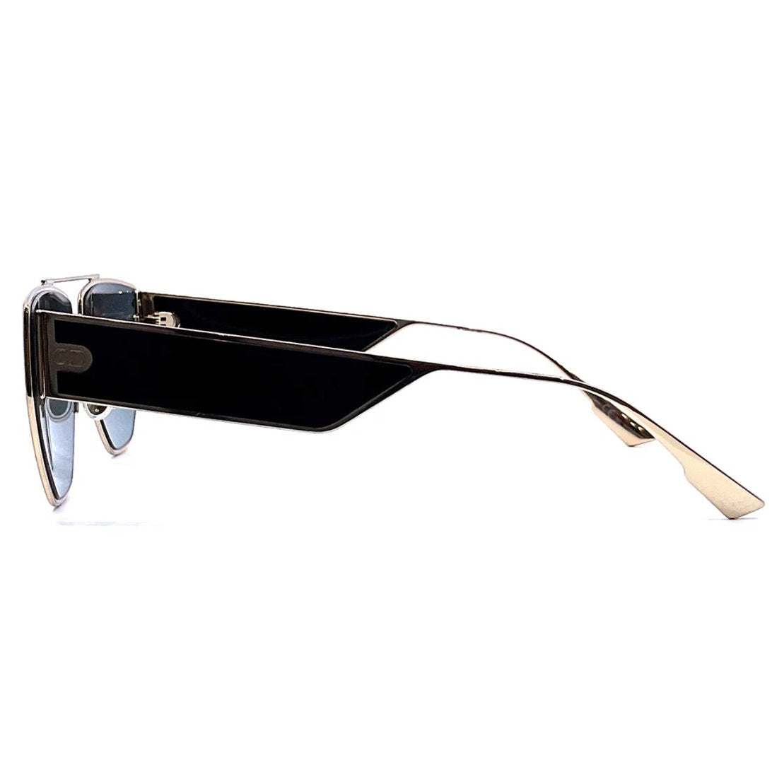 Dior Geometric "Clan 2" Sunglasses w/ Gold Frames & Dark Lenses