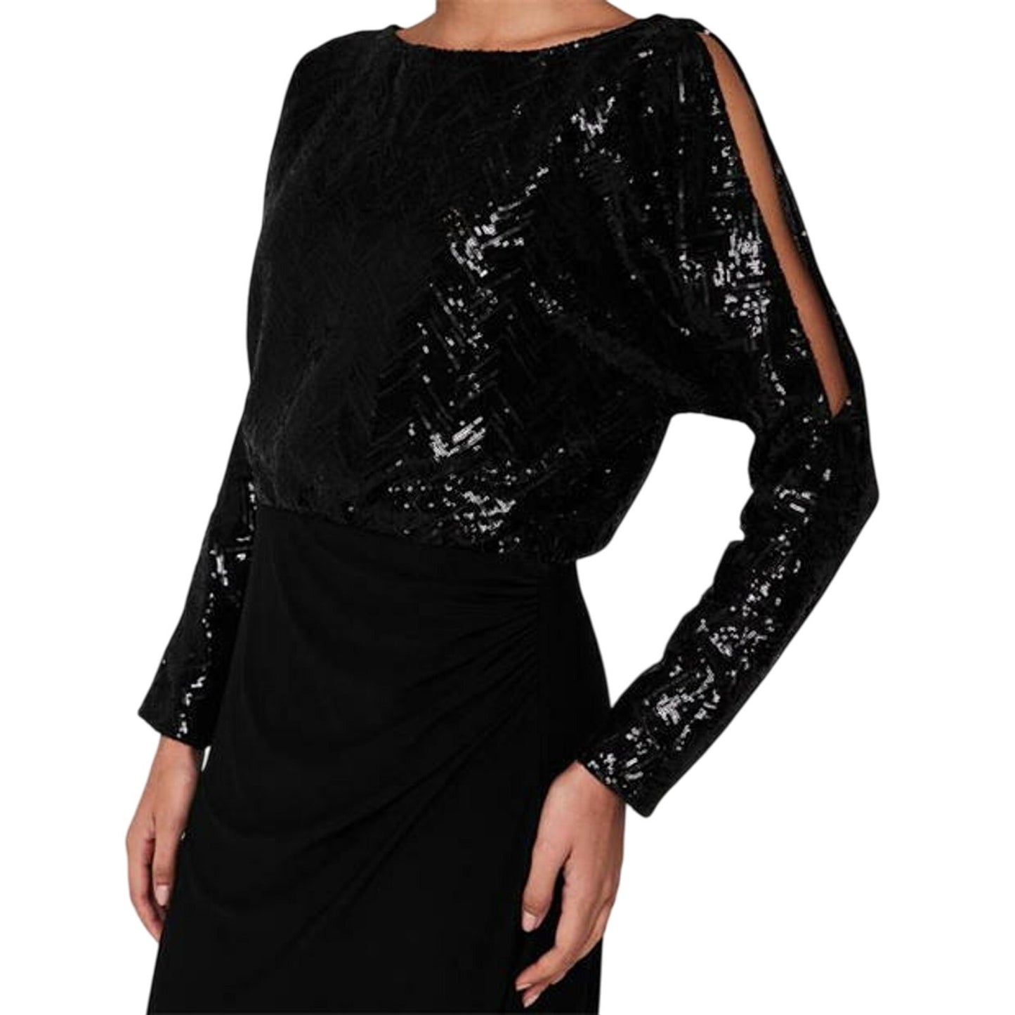 Ralph Lauren Black Sequined Jersey Gown, “Perina”, NWT