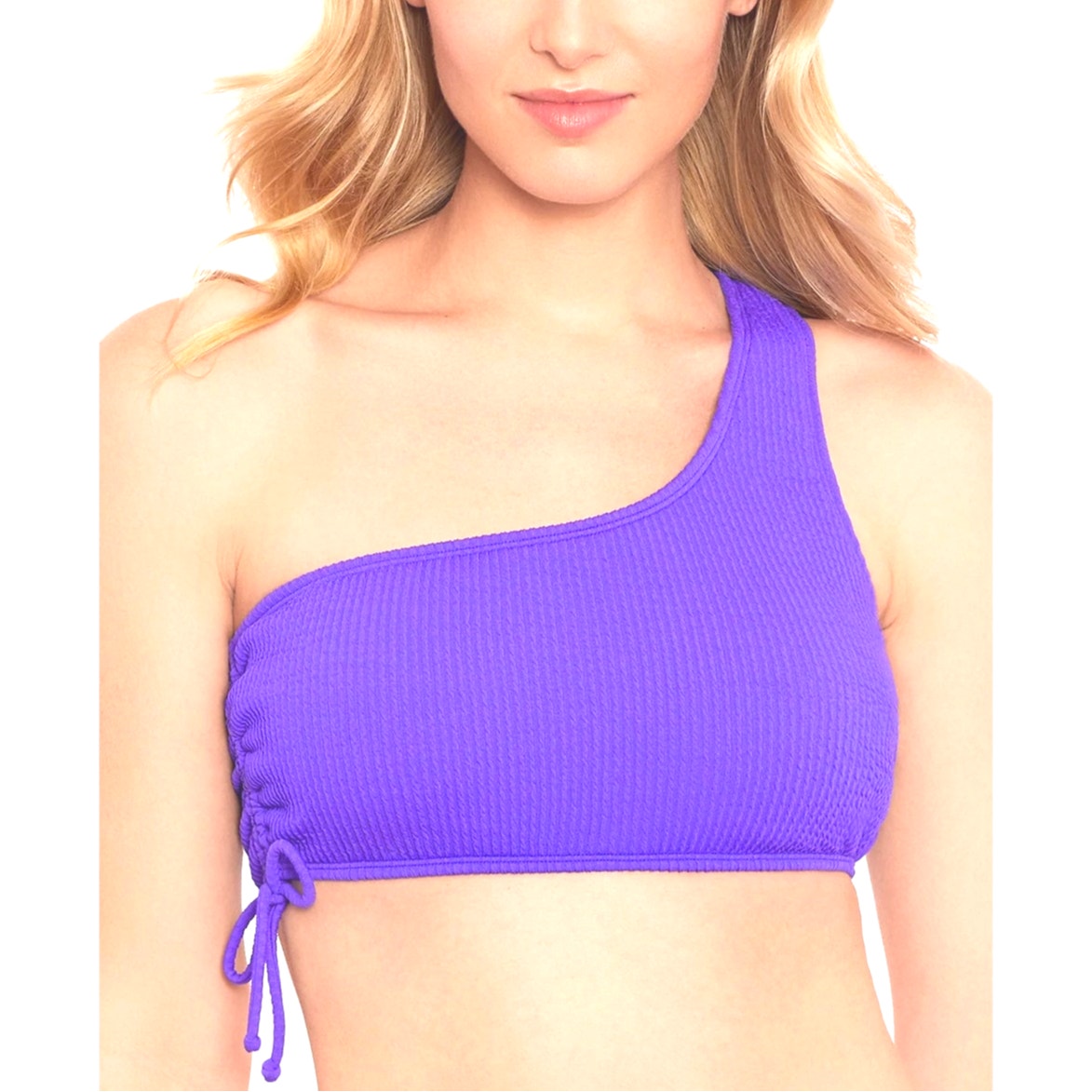 Salt + Cove Juniors' One-Shoulder Side-Cinch Hipster Bikini Top In Purple