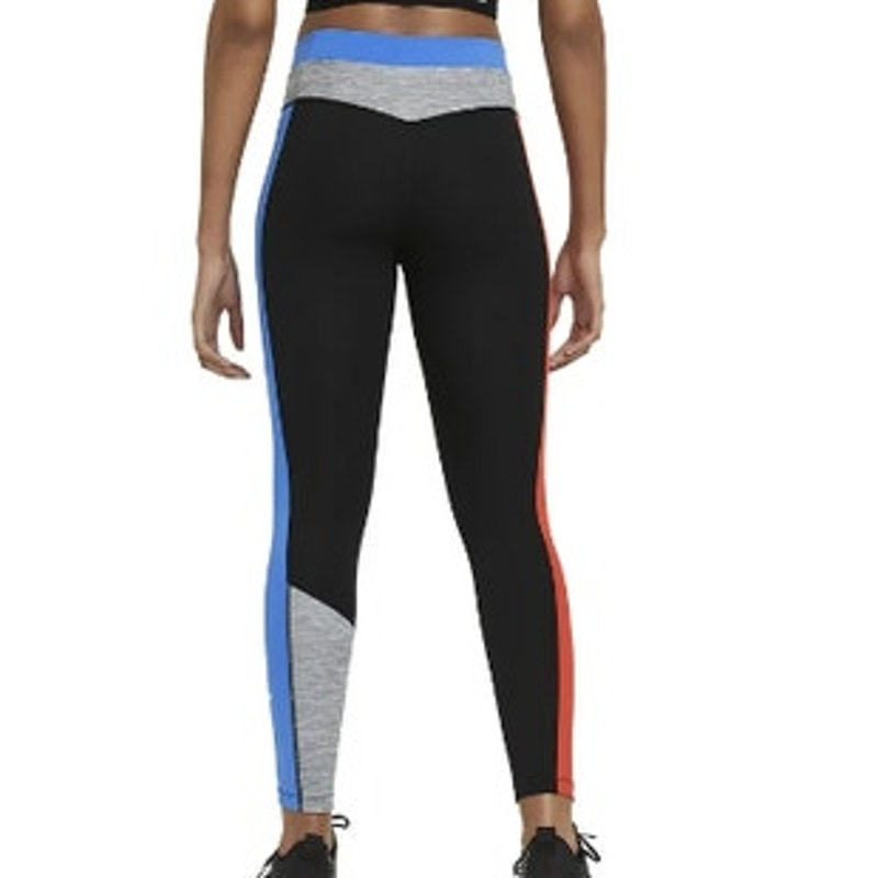 NIKE Gray, Blue, & Orange Colorblock Leggings, Mid Rise