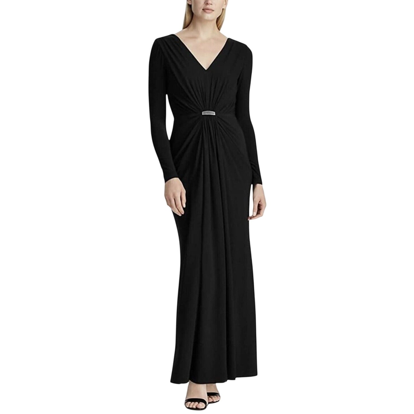 Ralph Lauren Black "Vawlisa" Dress w/ Rhinestone Accents
