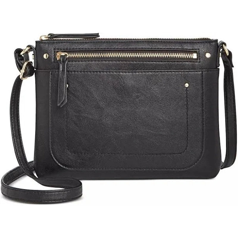 INC International Concepts "Riverton East to West" Crossbody Bag in Black & Gold