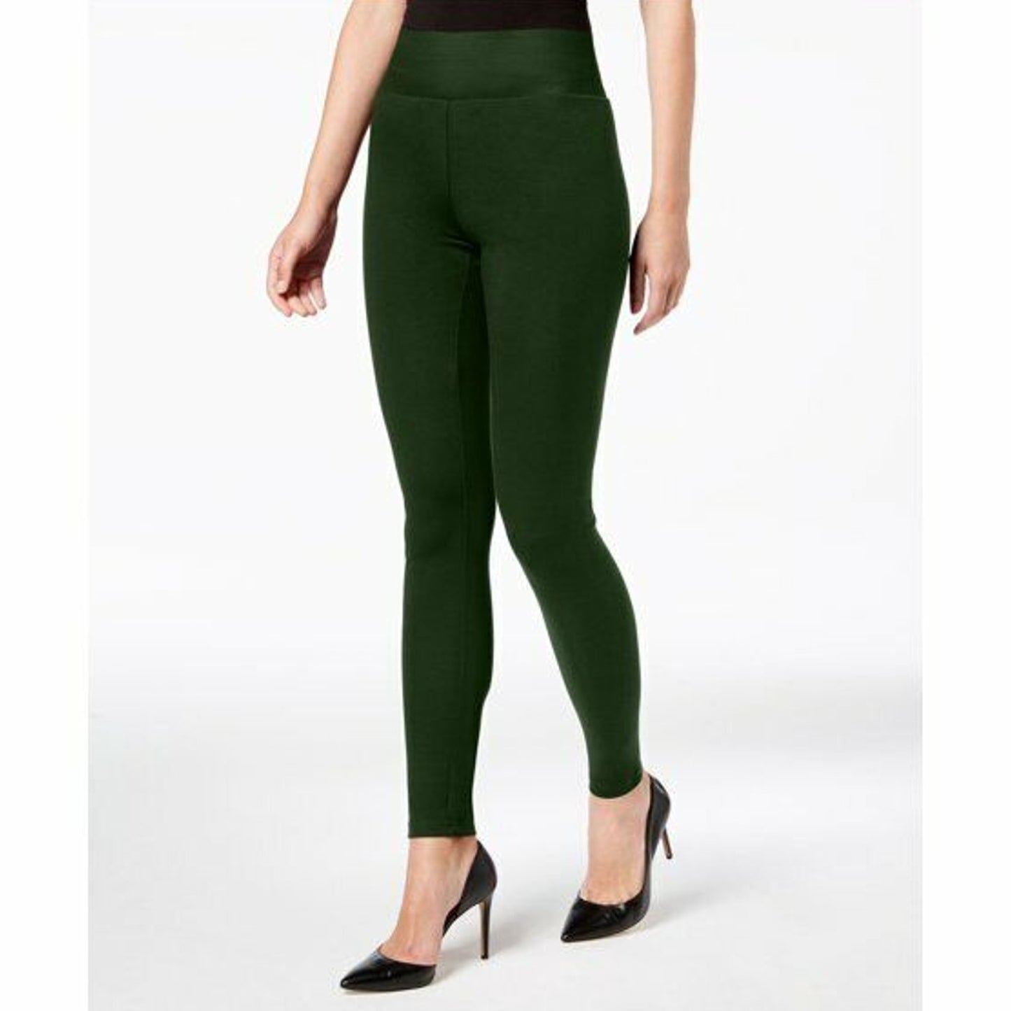 INC INTERNATIONAL CONCEPTS LADIES HIGH WAIST KNIT LEGGINGS, HUNTER GREEN