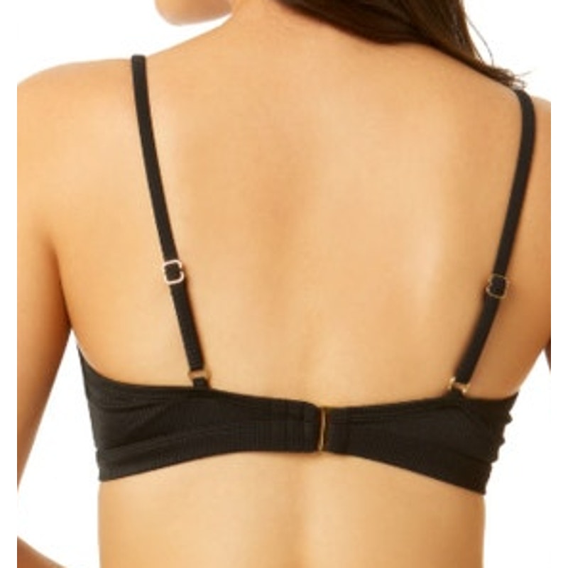 Salt + Cove Women's Ribbed V-Wire Bralette Bikini Top in Black