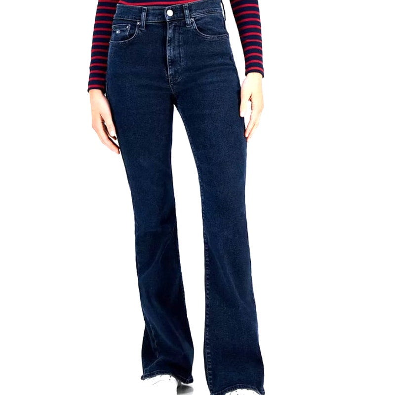 Tommy Jeans Women's Sylvia High-Rise Button Placket Jeans in Dark Wash Denim