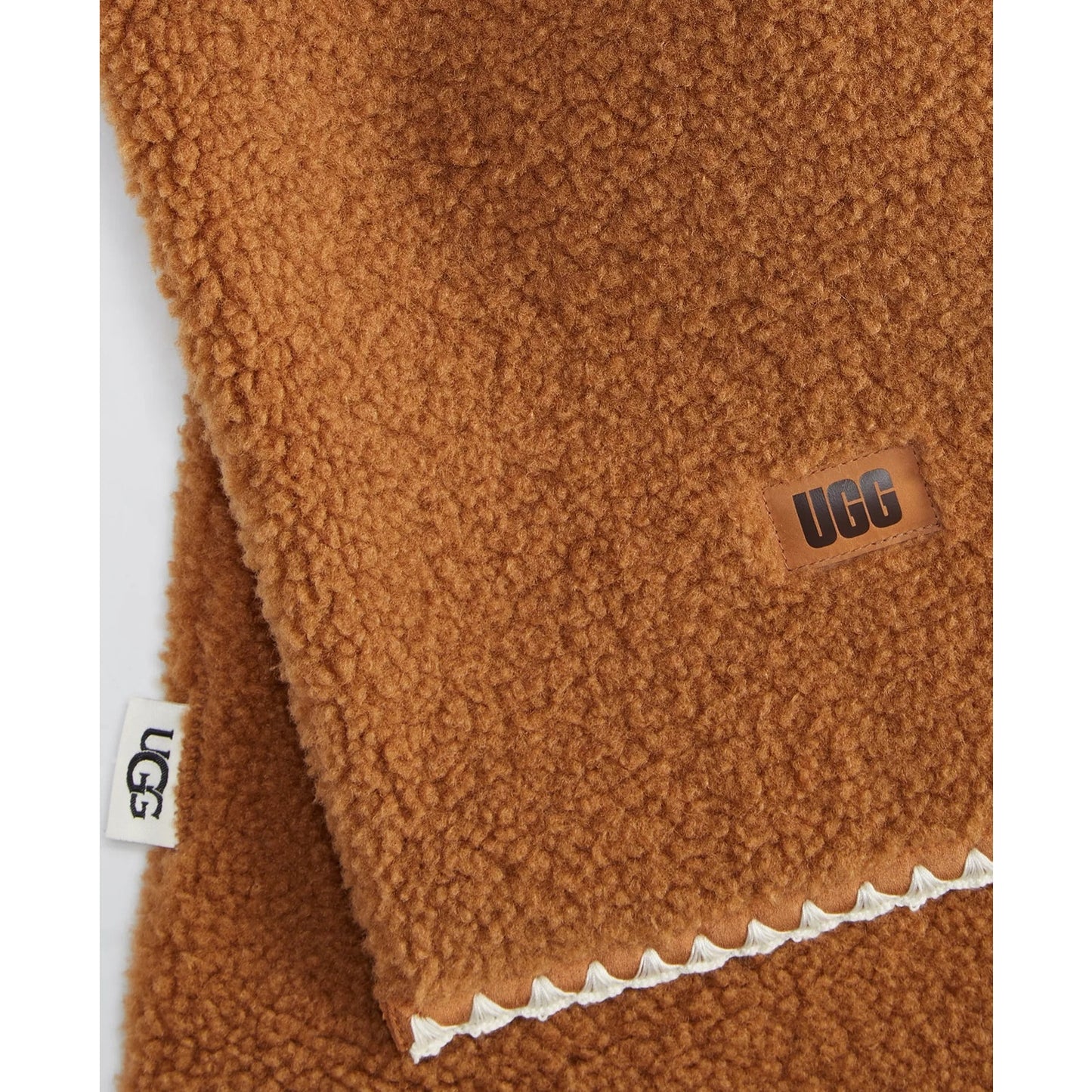 UGG® Women's Scalloped UGG Fluff Scarf in Chestnut