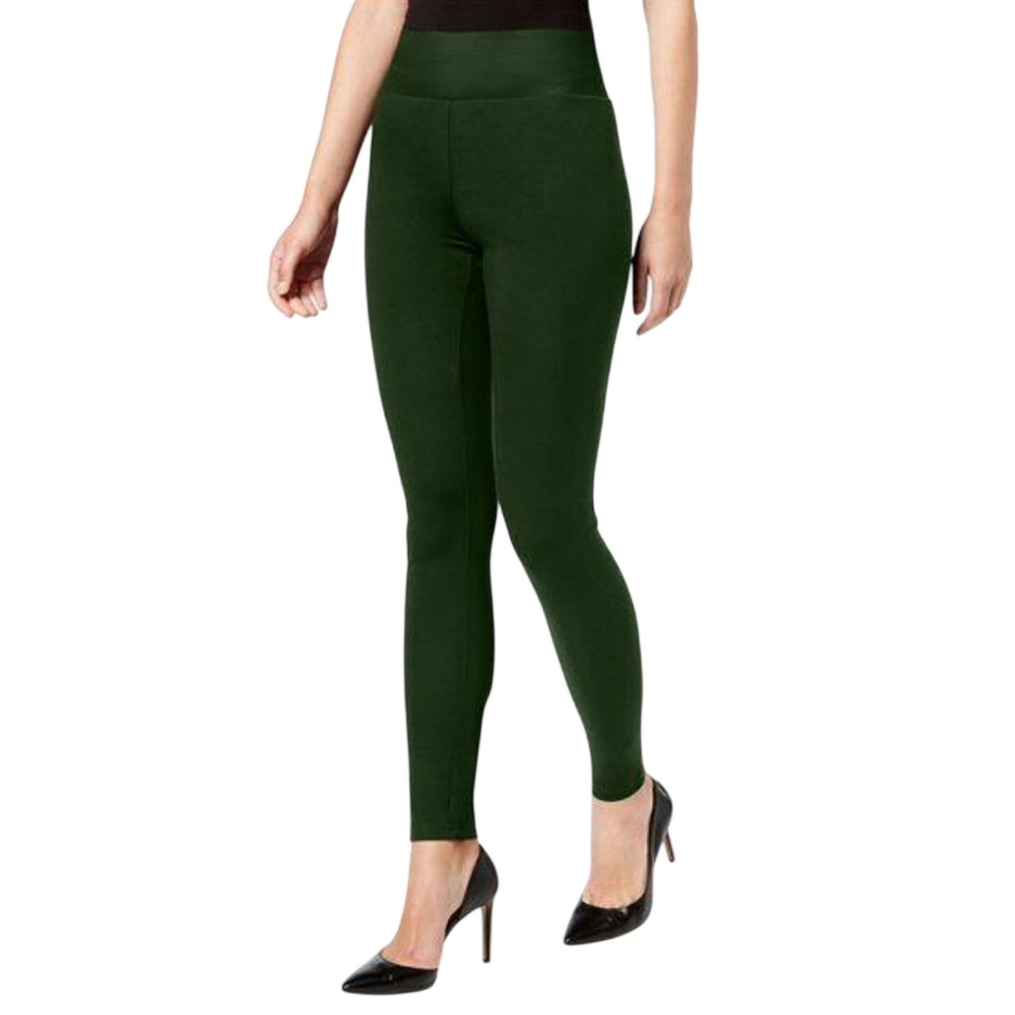 INC International Concepts Women's High-Waist Knit Leggings in Hunter Green