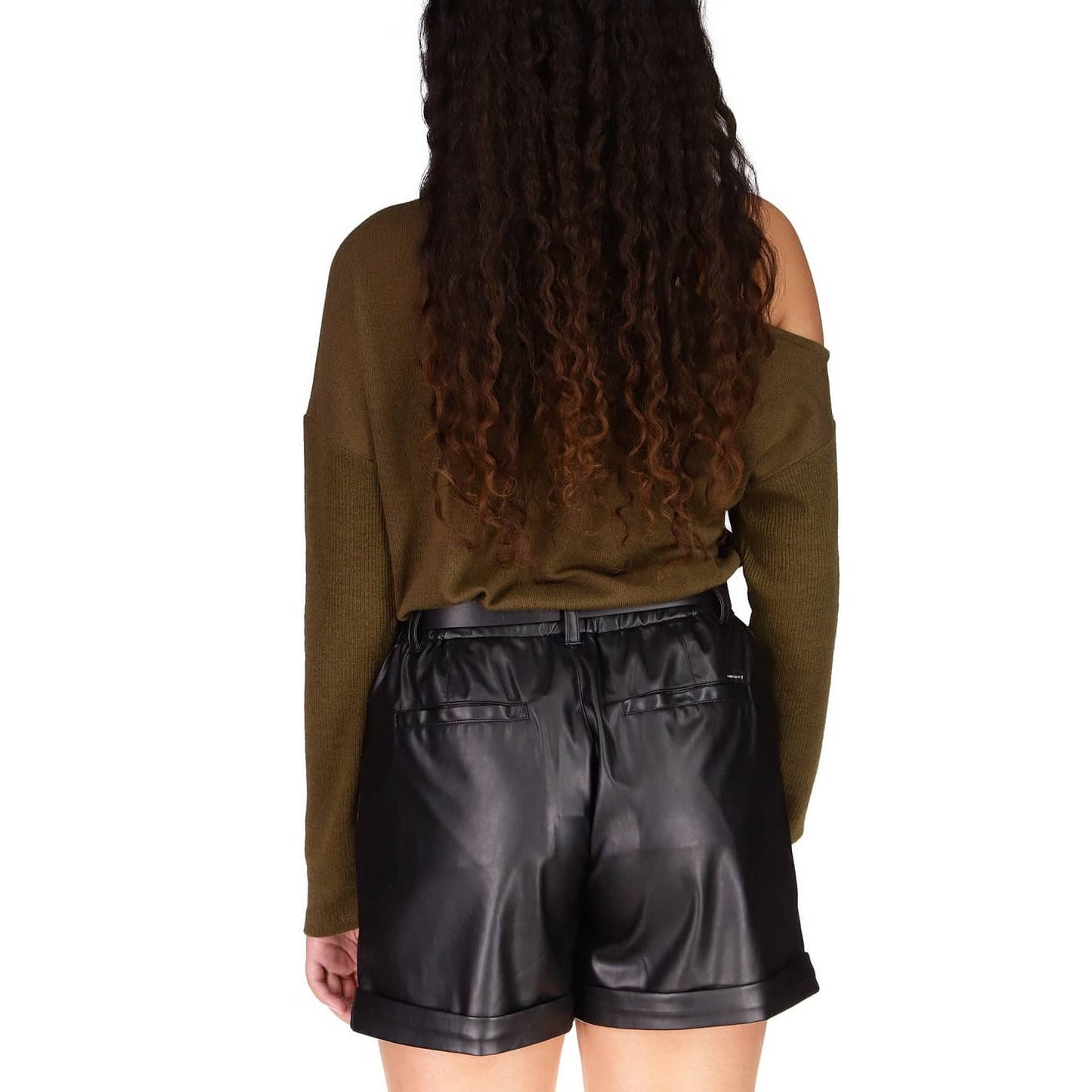 Sanctuary Women’s Green Love Sign Asymmetric Long-Sleeve Top Dark Olive