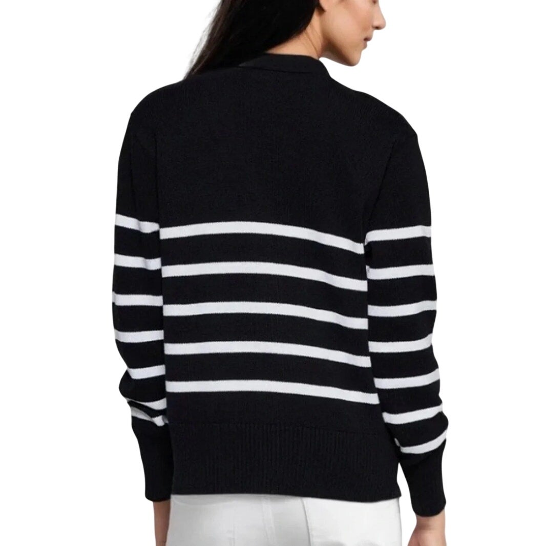 Three Dots Mackenzie Knit Button Cardigan In Black Beauty