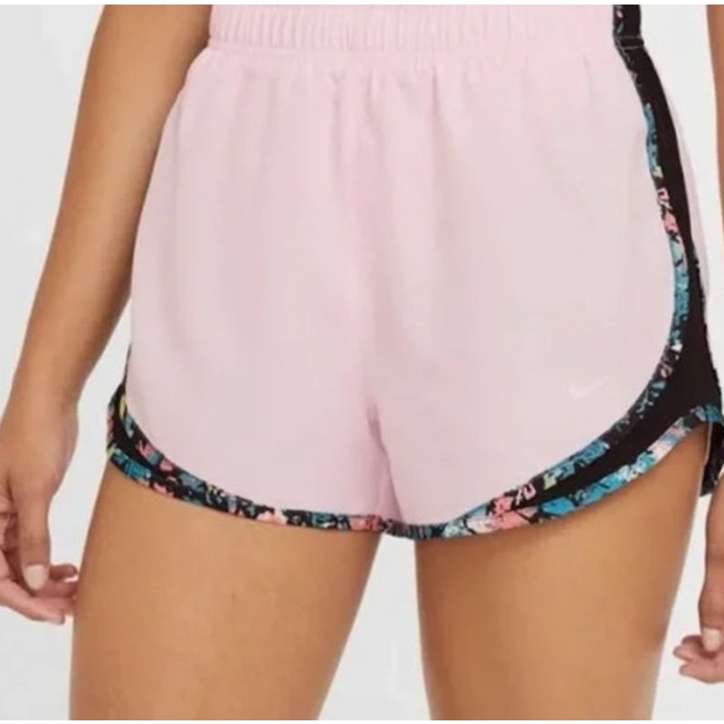 NIKE Light Pink & Black Athletic Shorts w/ Paint Splatter Details