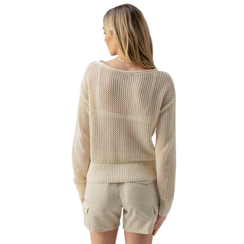 Sanctuary Women's Open Knit Sweater in Birch Tan