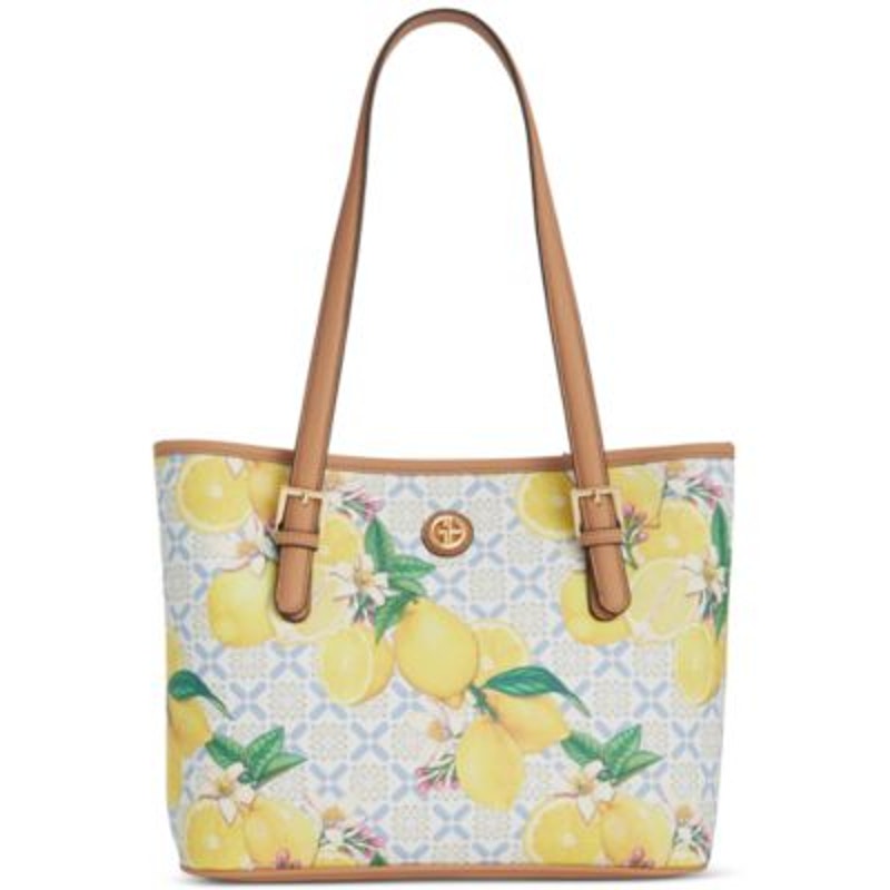 Giani Bernini Women's Lemon Print Saffiano Tote in Yellow Lemon Print