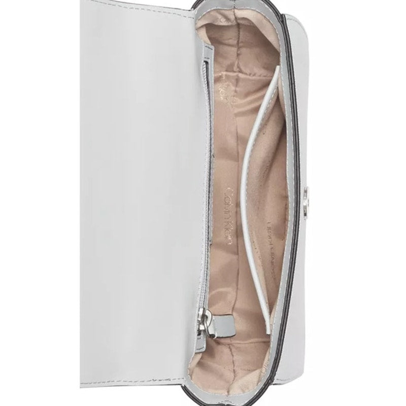 Calvin Klein Pale Blue Saffiano Leather Crossbody Bag, Silver Hardware