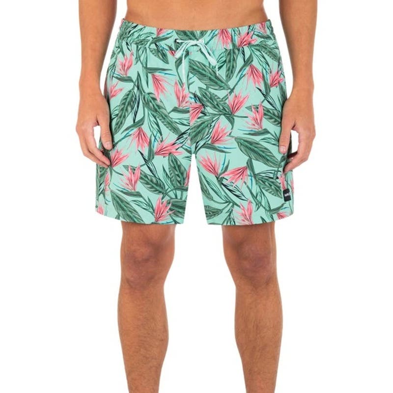 Hurley Men's Cannonball Volley Swim Trunks Aqua Floral