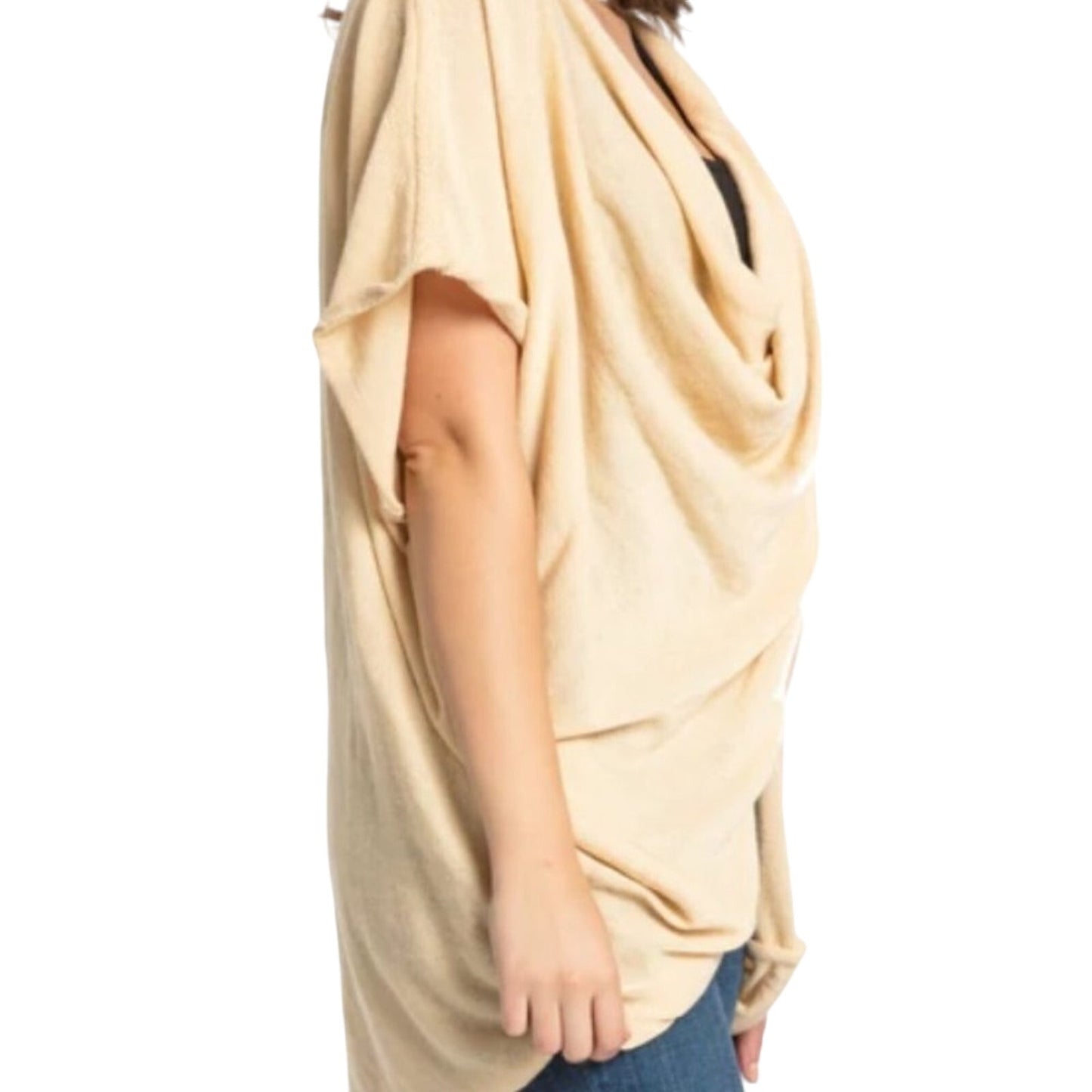 Save the Ocean Apparel Company, Ivory Knit Poncho w/ Twist Detail, One Size