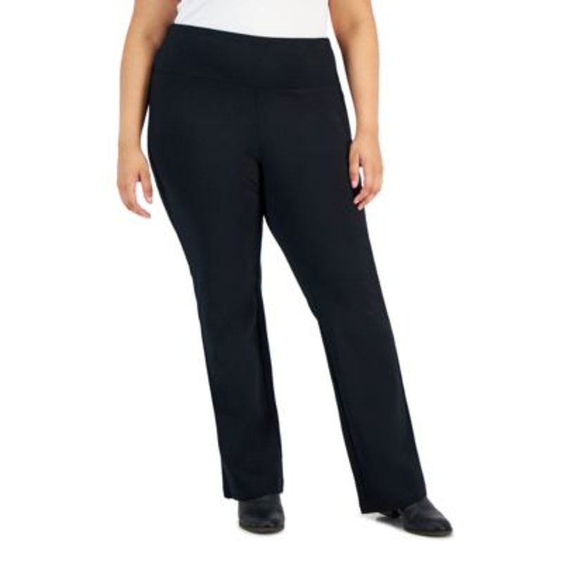 Style & Co. Plus Size High-Rise Bootcut Ponte Pants in Deep Black