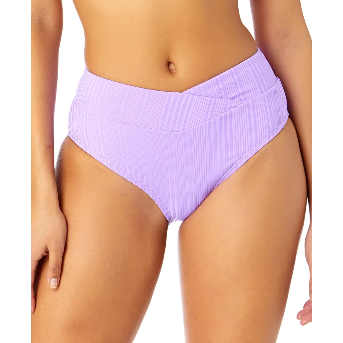 Salt & Cove Juniors' Ribbed V-Waist Bikini Bottoms in Purple