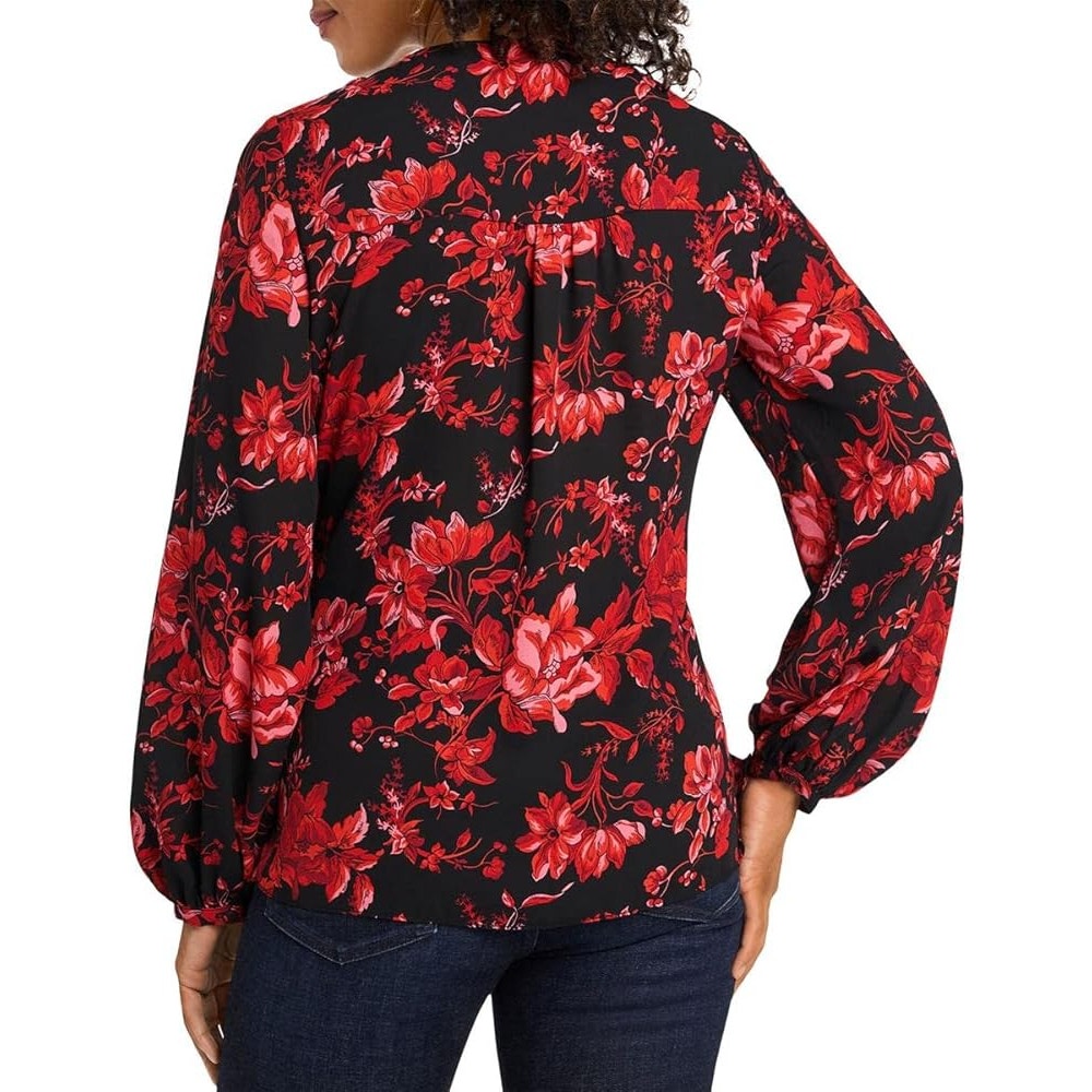 Vince Camuto Red & Black Floral Print Blouse