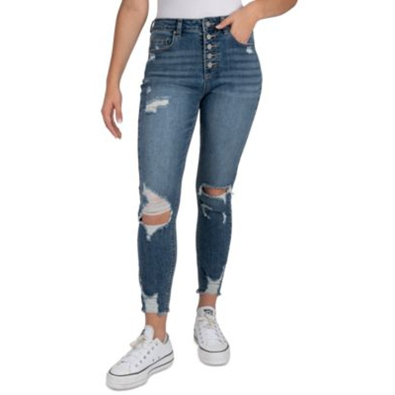 Indigo Rein Juniors Curvy High Rise Skinny Jeans, Medium Blue Wash