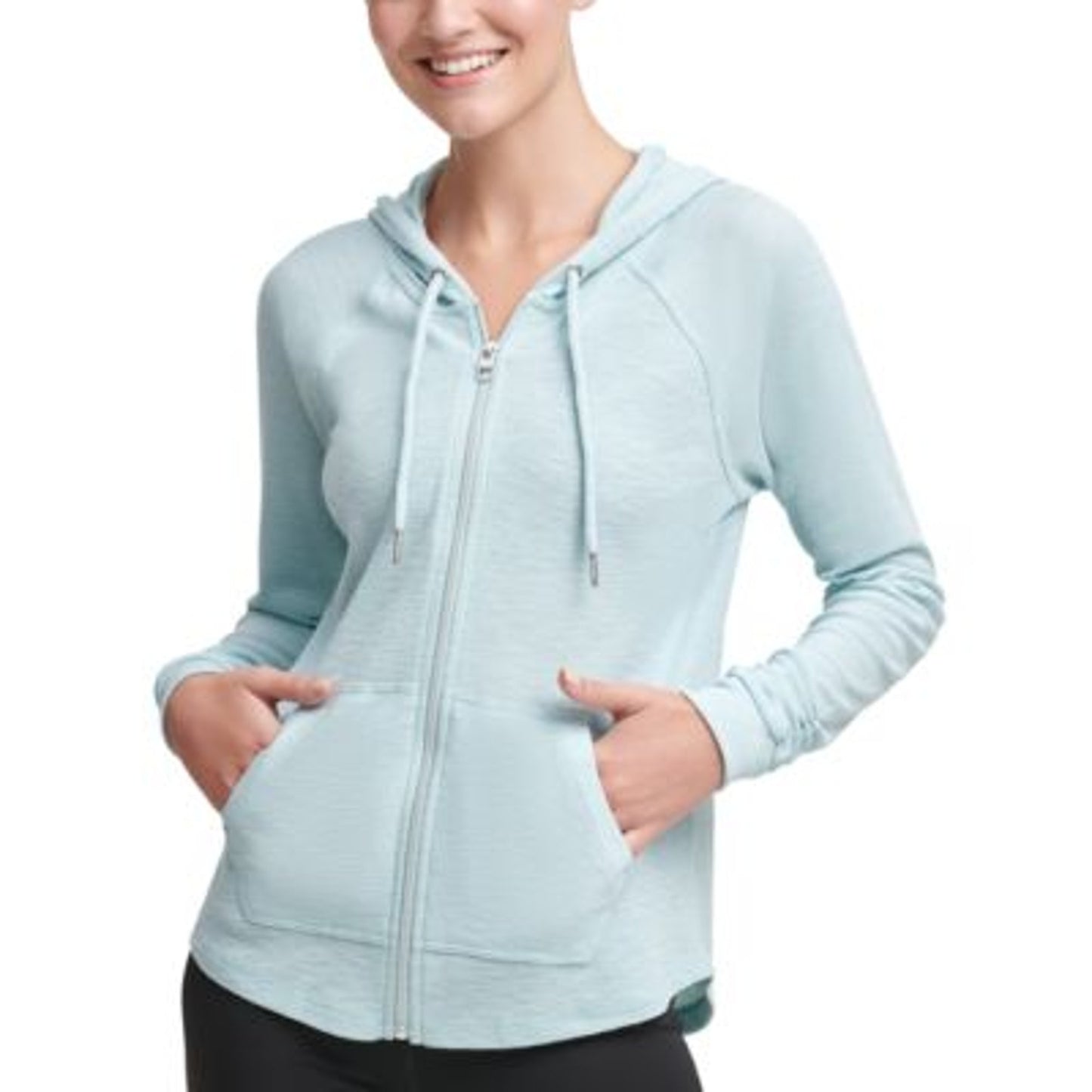 Calvin Klein Light Blue Zip Up Hoodie w/ Pockets & Drawstring