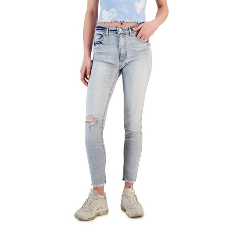 Tinseltown Women's Cut-Hem Mid-Rise Skinny Jeans in Easy Breeze Wash