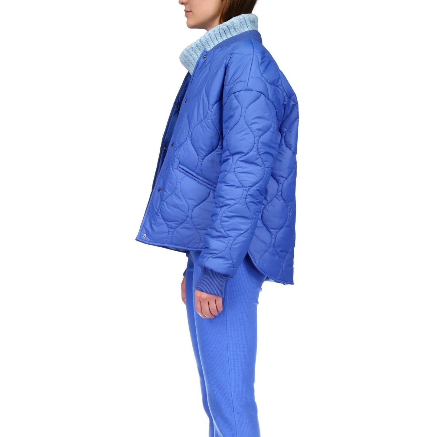 Sanctuary Vancouver Quilted Bomber Jacket In Galactic Blue, Size XL