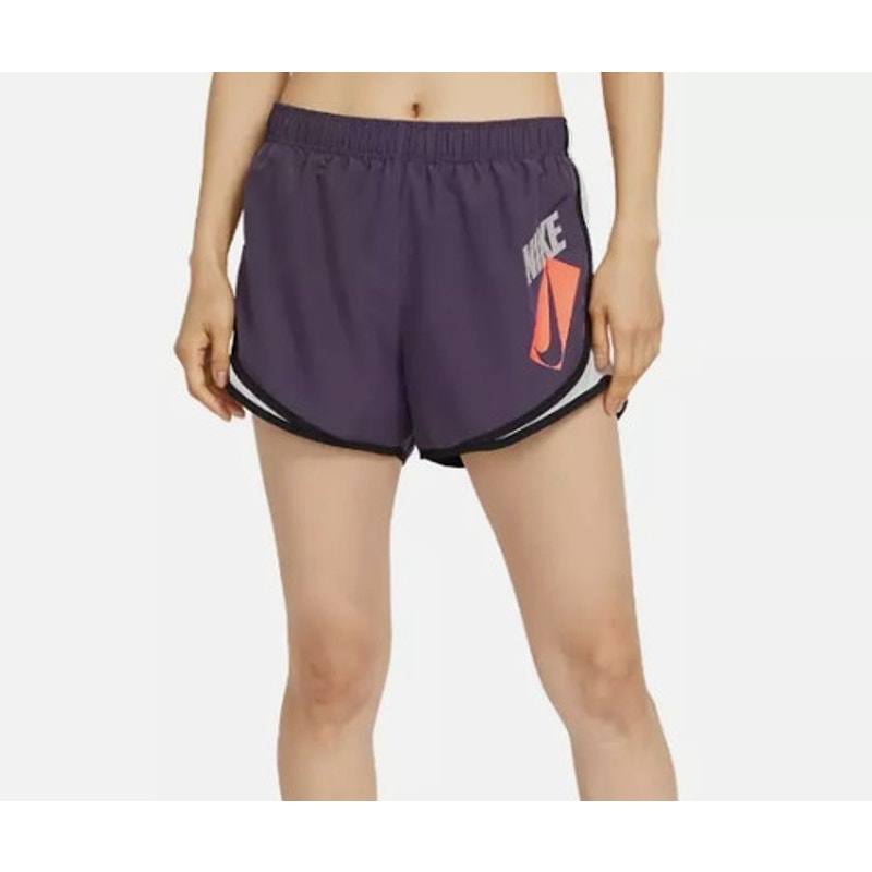 NIKE Dry Fit Deep Purple Running Shorts, Orange Swoosh, Standard Fit
