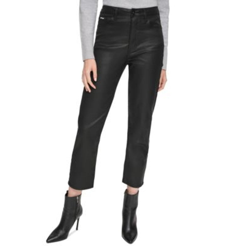 DKNY Jeans Women's "Waverly" Coated Ankle Jeans in Black