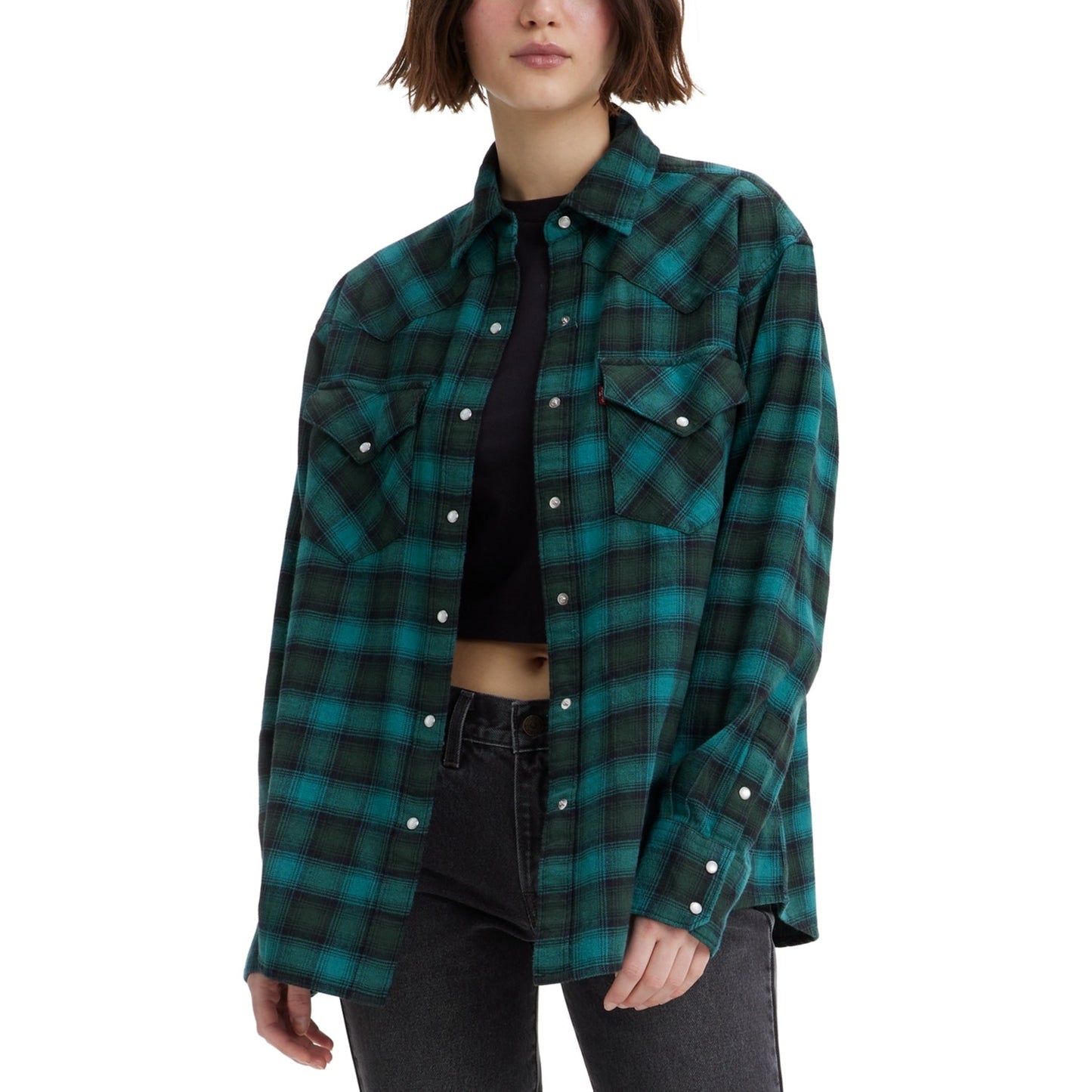 Levi's Women's "Dylan" Relaxed Western Jacket in Darkest Spruce Green