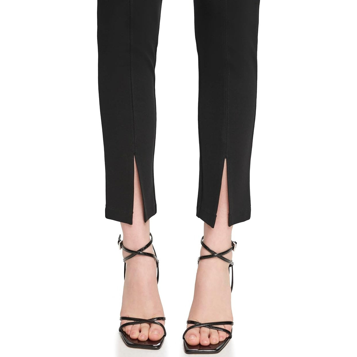 Calvin Klein Women's Stretch Waist Tapered Split Hem Pants in Black