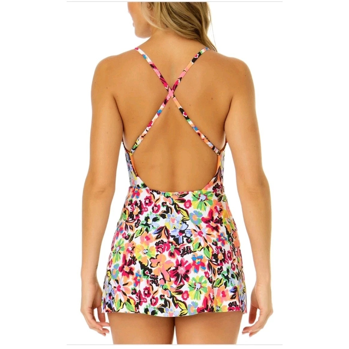 Anne Cole Women's Printed Surplice Skirted One-Piece Swimsuit -Sun Blossom Multi