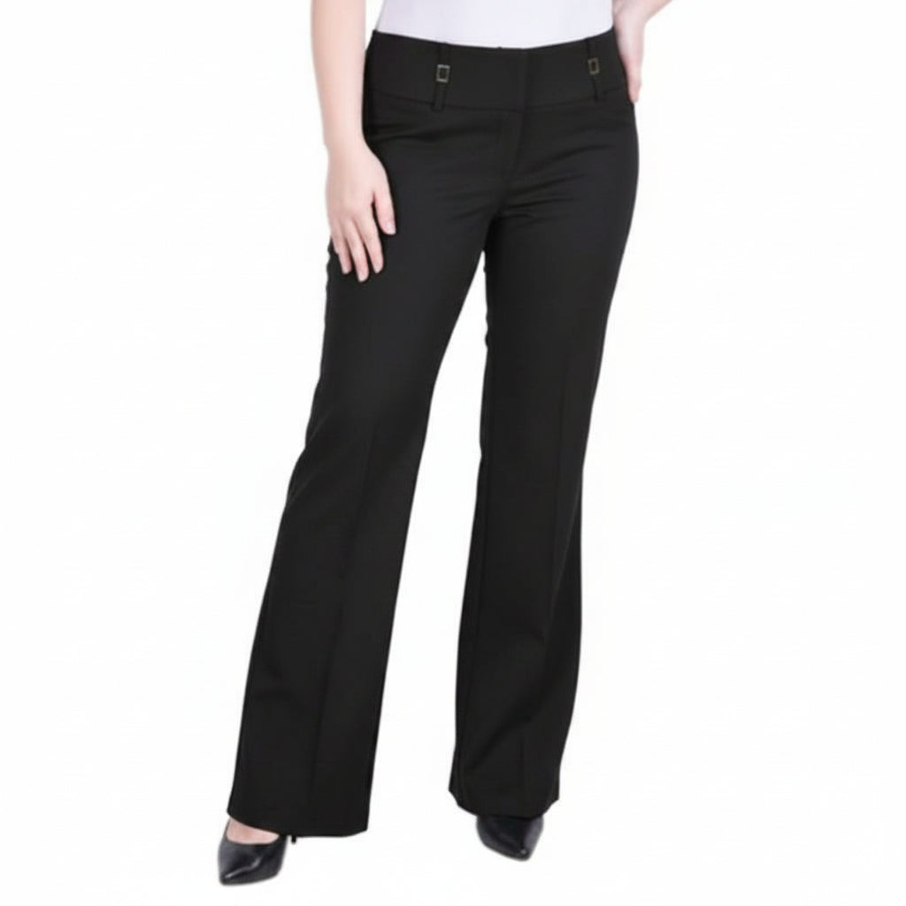 NY Collection Women's Petite Wide Waistband Pants in Black