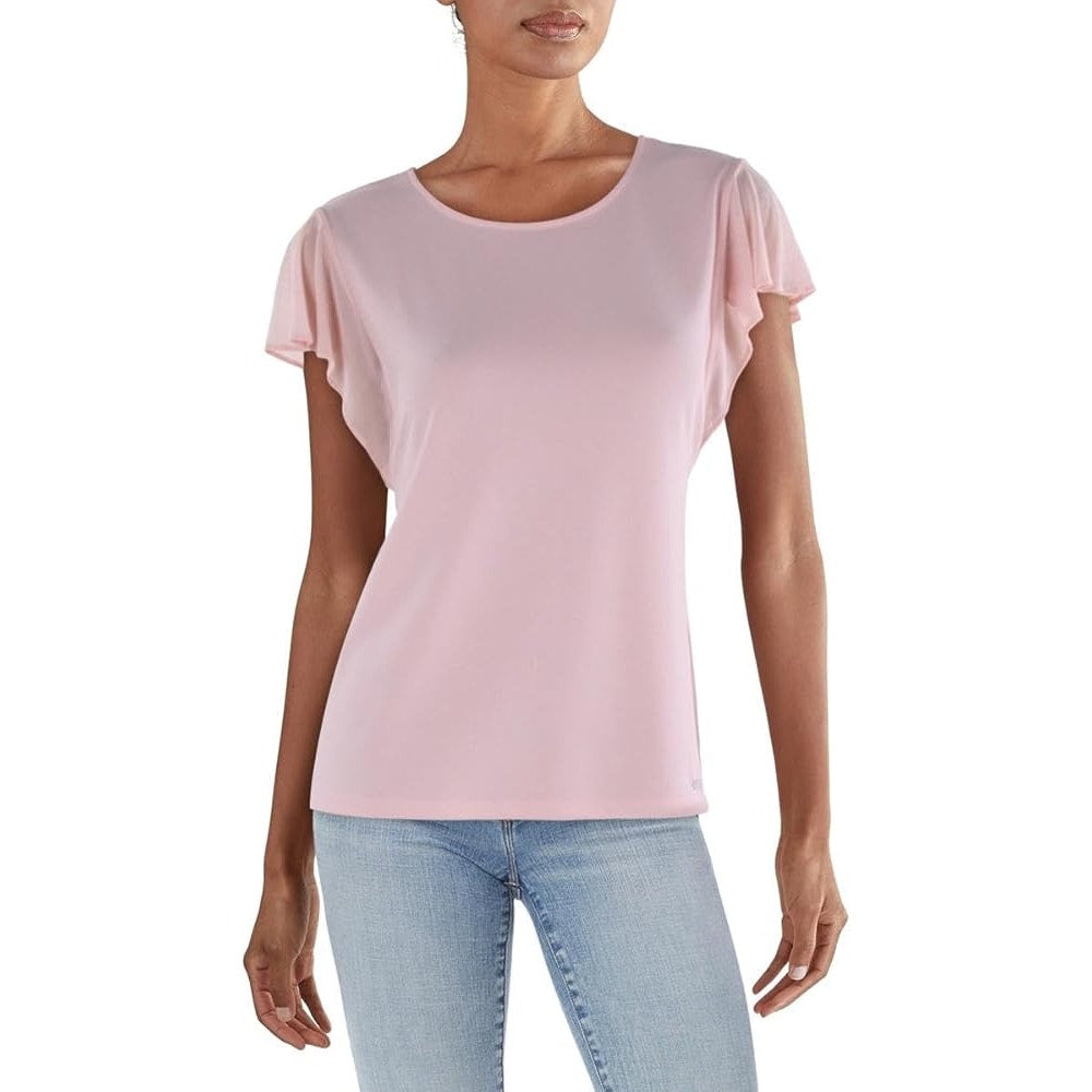 Calvin Klein Women's Flutter Sleeve Top in Pink