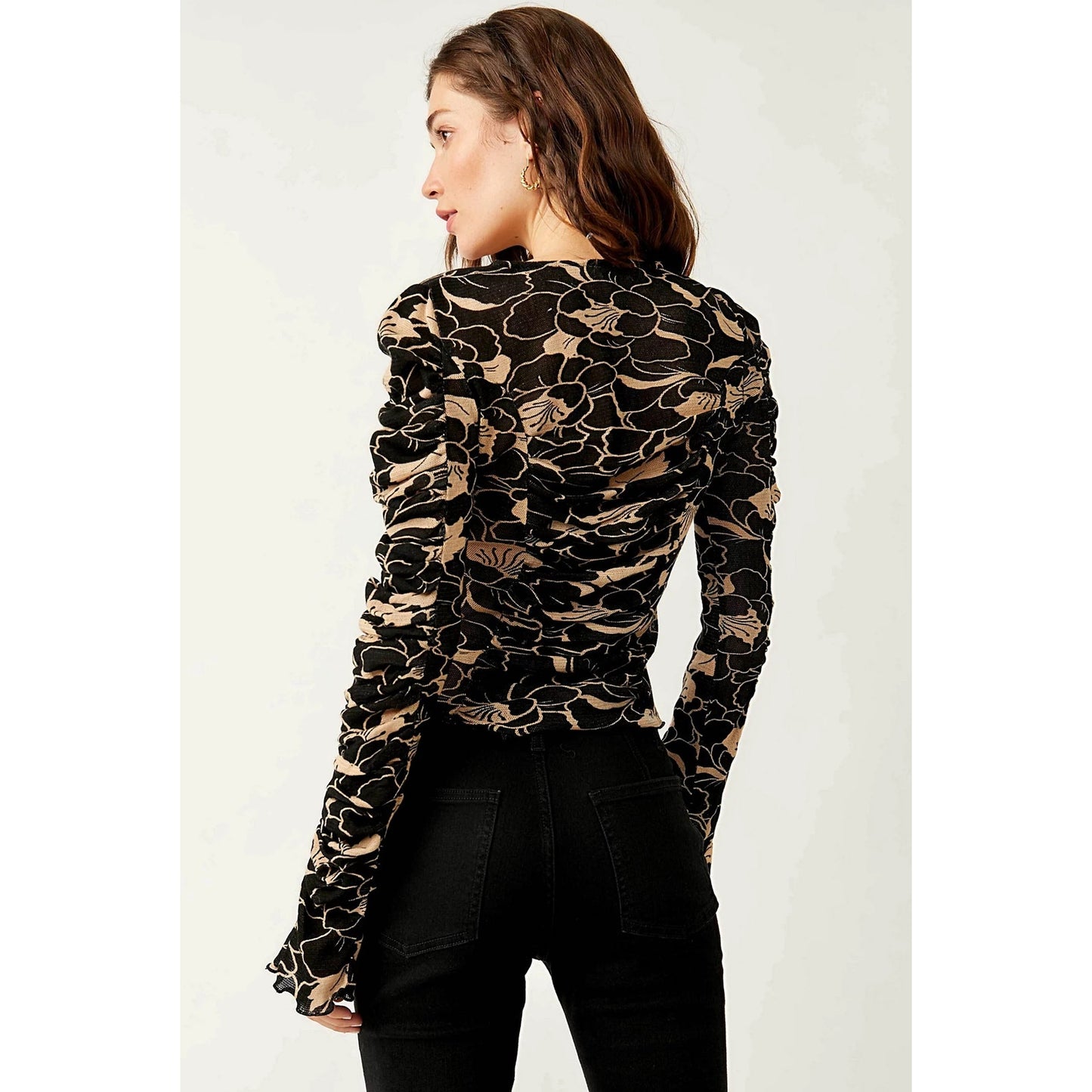 Free People Through The Meadow Top in Black and Beige