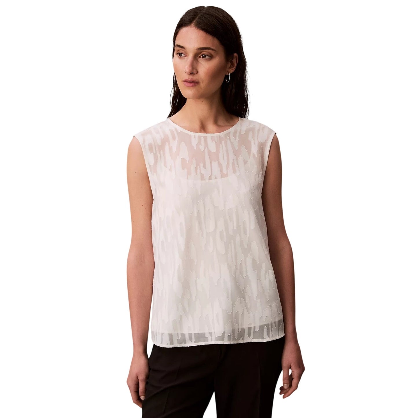 Calvin Klein Women's Sleeveless Burnout Blouse in Cream