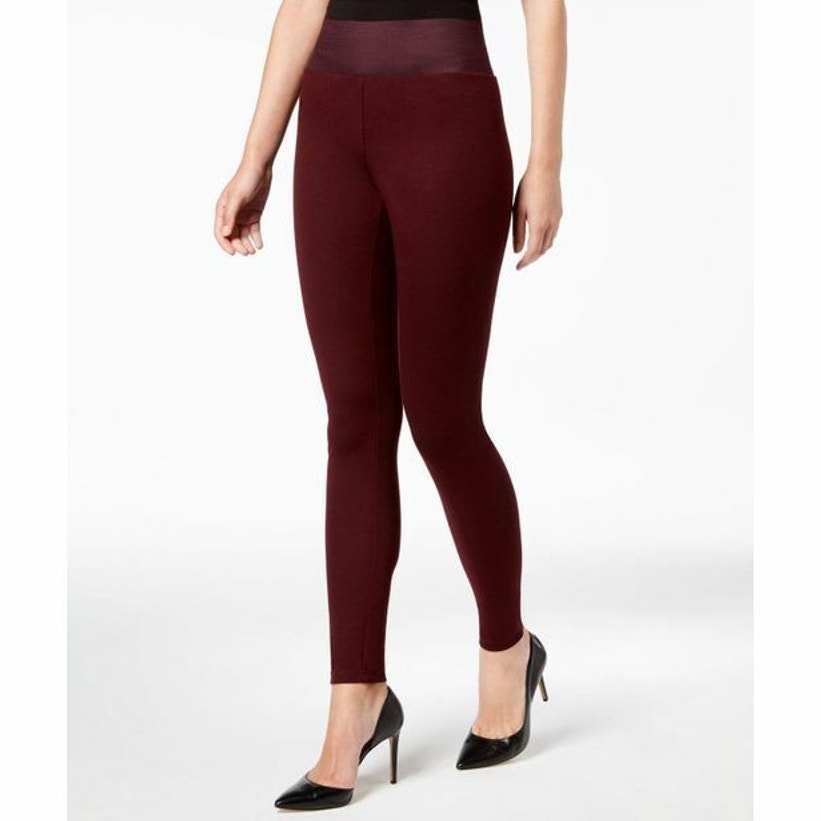 INC INTERNATIONAL CONCEPTS LADIES HIGH RISE LEGGINGS, BURGUNDY