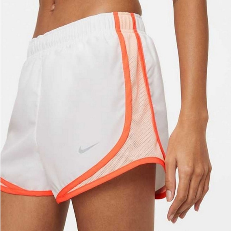 NIKE Dry Fit White & Orange Running Shorts, Standard Fit