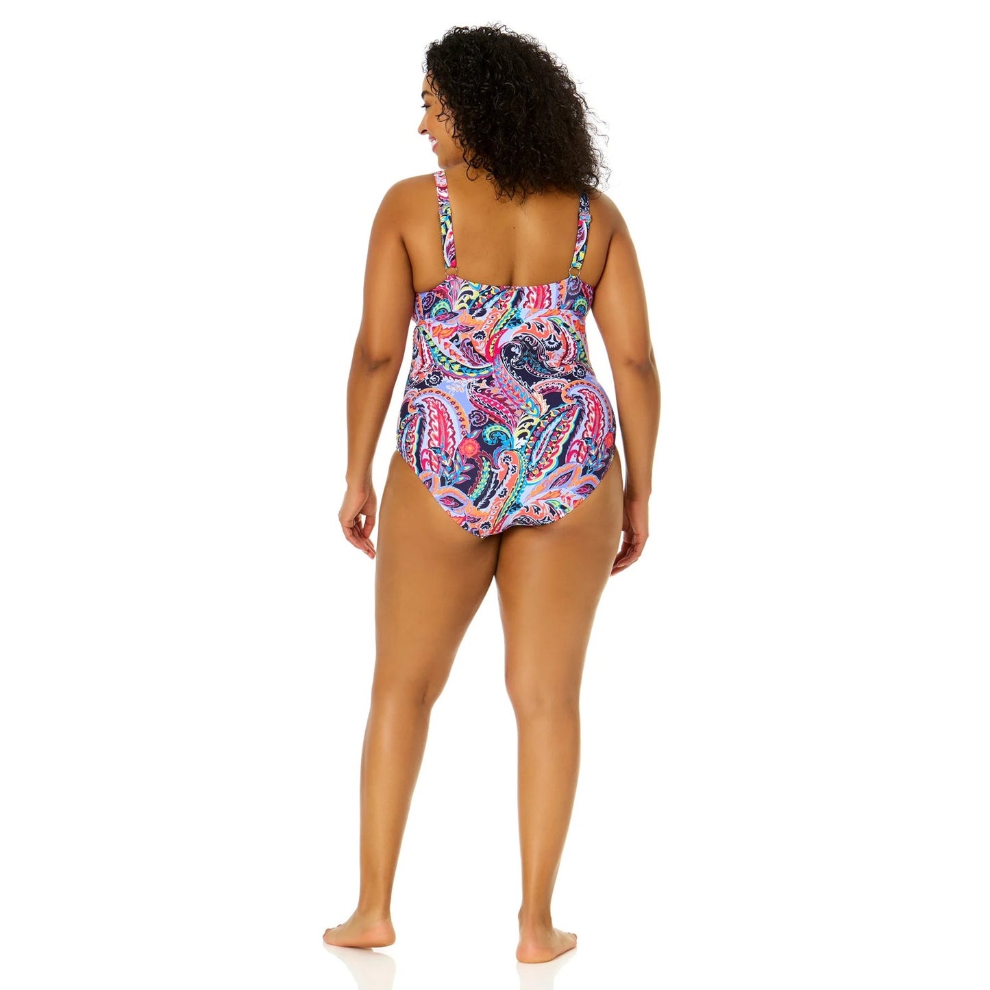 Anne Cole Plus Size Paisley Parade V-Wire One Piece Swimsuit