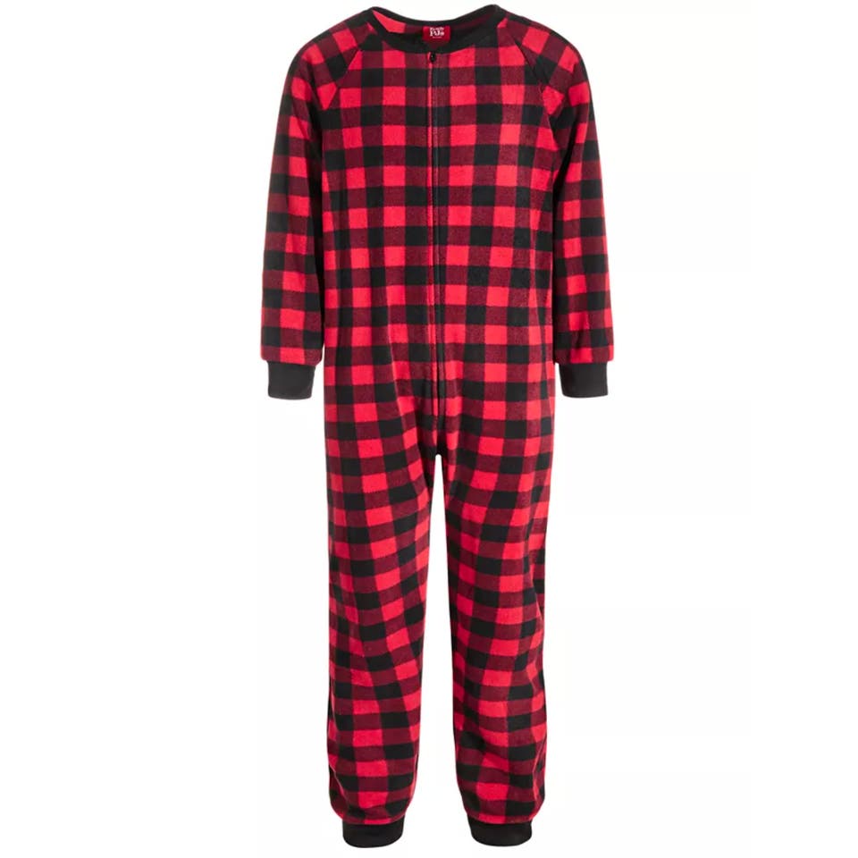 Family Pajamas 1-Piece Kids Red Buffalo Check Pajama